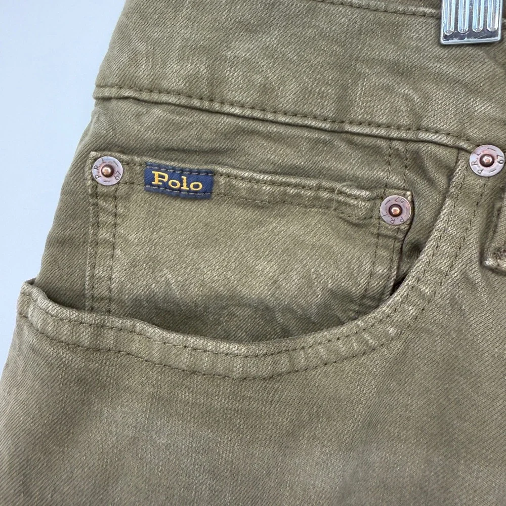 Polo Ralph Lauren 38x32 (39x31.5) Olive Green Stretch Cotton Straight Leg Jeans